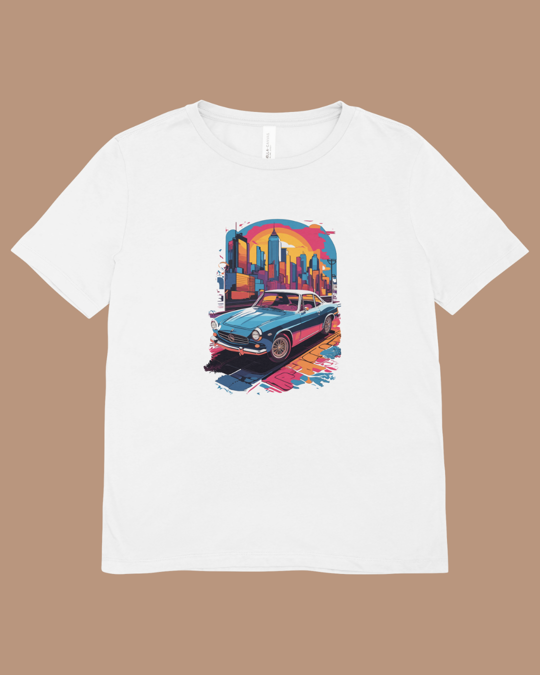 Men’s Retro Ride T-Shirt – Classic Car & Neon City Graphic Tee