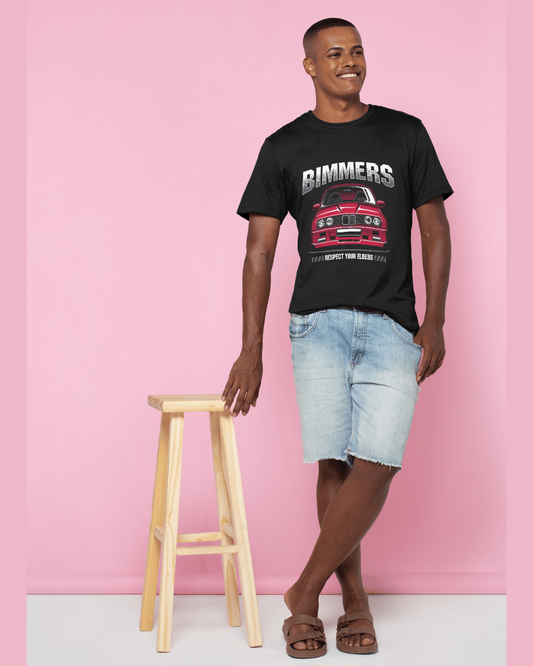 Men’s “BIMMERS – Respect Your Elders” Graphic T-Shirt | Retro BMW Car Tee