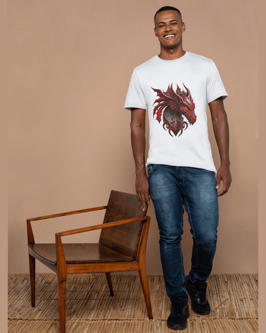 Crimson Dragon T-Shirt – Fierce Tribal Fantasy Design