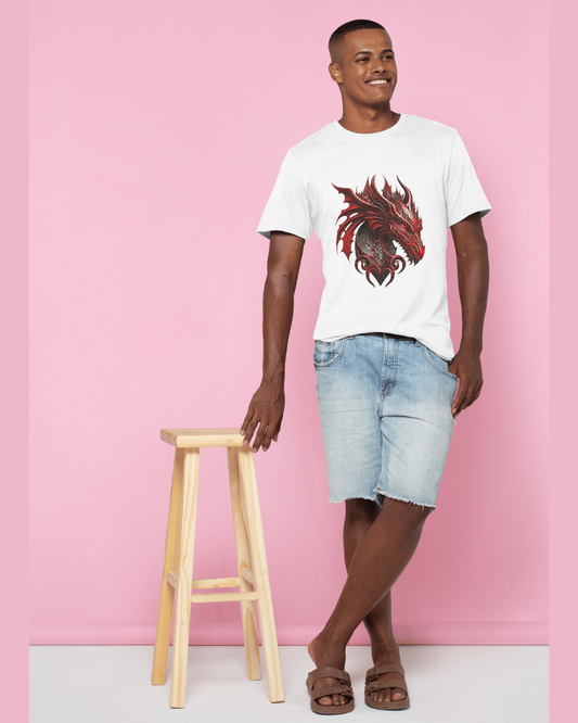Crimson Dragon T-Shirt – Fierce Tribal Fantasy Design