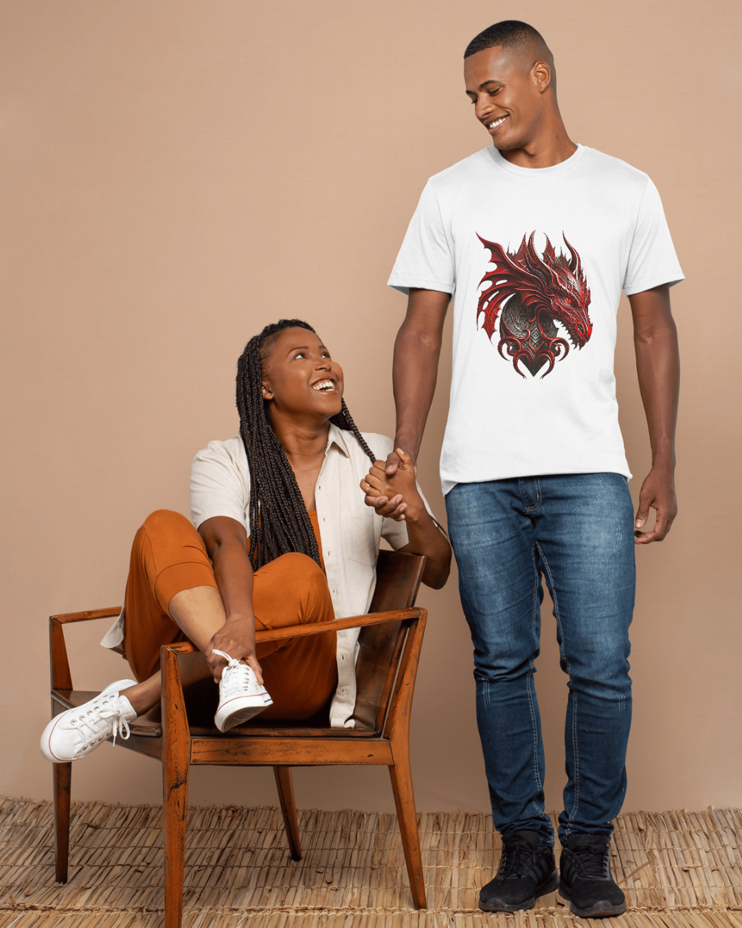 Crimson Dragon T-Shirt – Fierce Tribal Fantasy Design